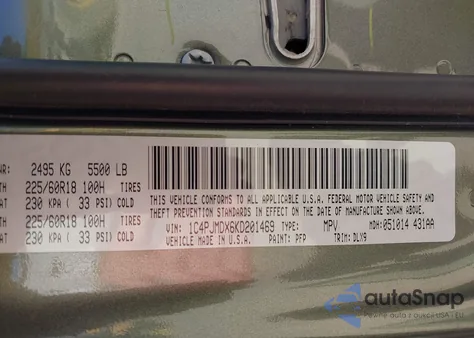 2019 Jeep Cherokee Limited 4X4 из США, поврежденный, VIN 1C4PJMDX6KD201469